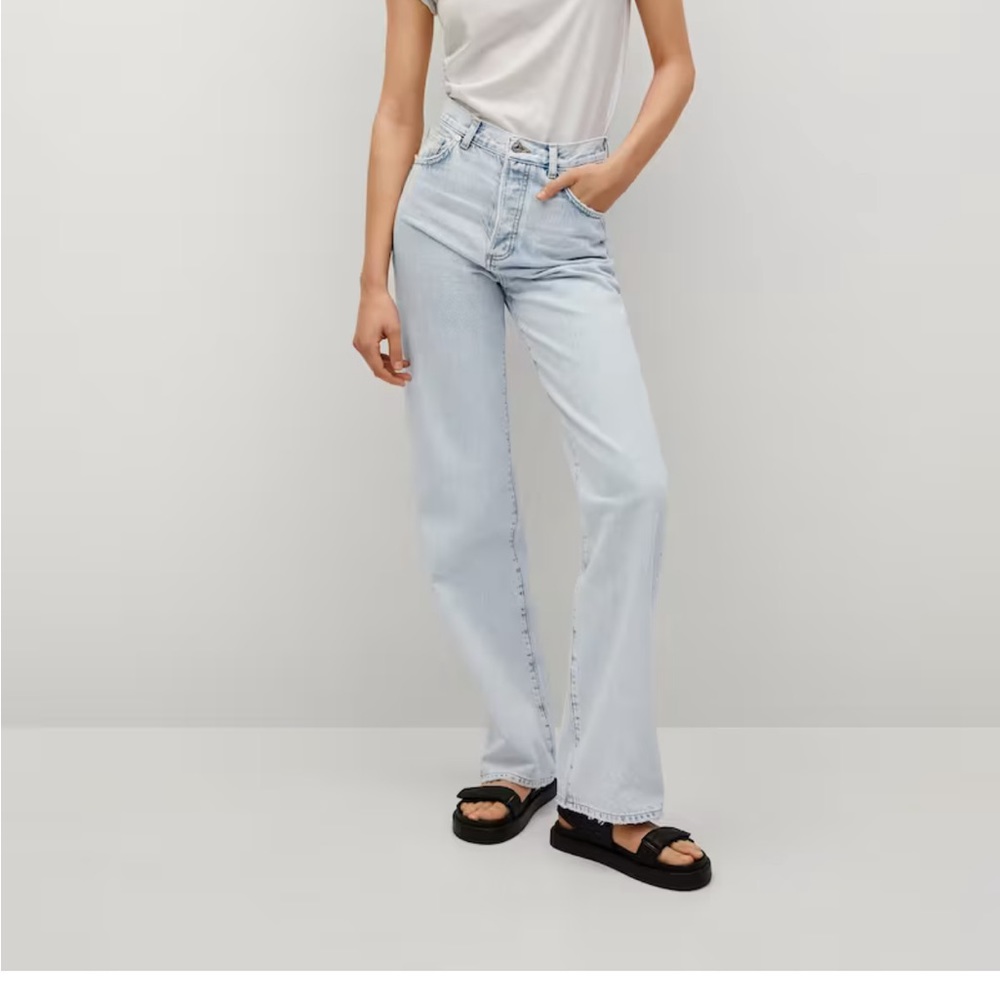 Mango high waist light wash straight jeans!